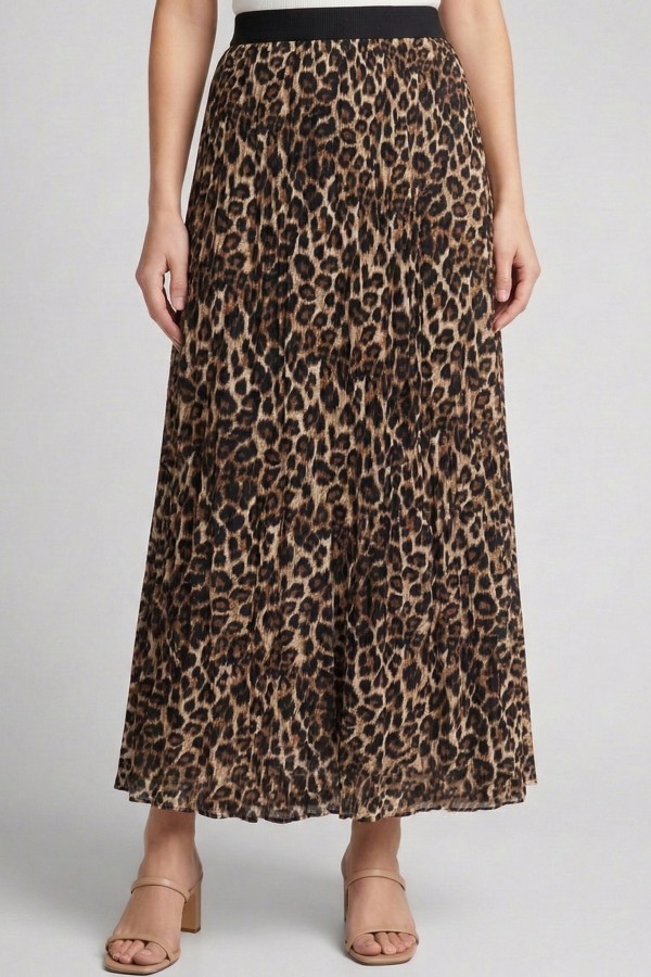Pliseli Leopar Desenli Etek     2029-5