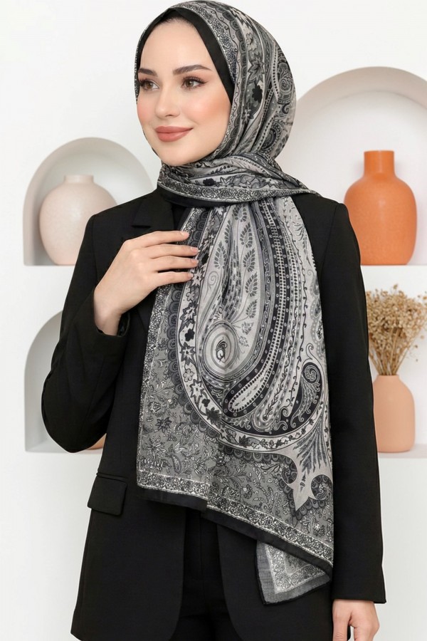 Ebruli Organik Pamuk Soft Şal 6045-16