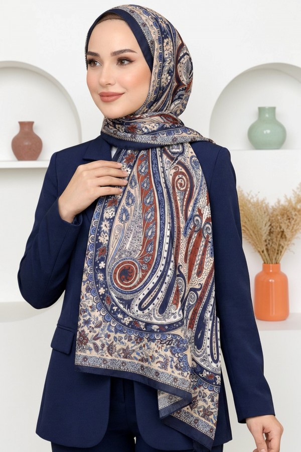 Ebruli Organik Pamuk Soft Şal 6045-15