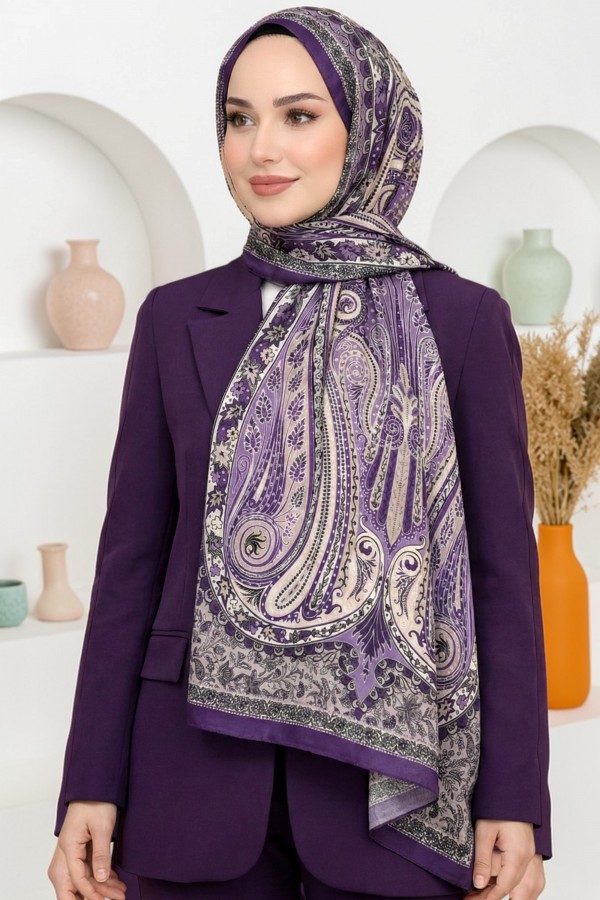 Ebruli Organik Pamuk Soft Şal 6045-8