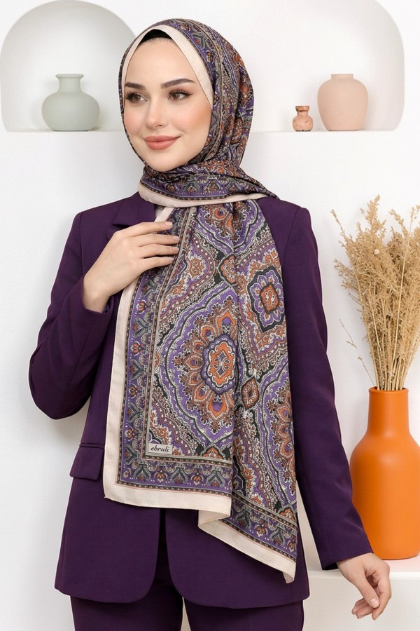 Ebruli Organik Pamuk Soft Şal 6046-18