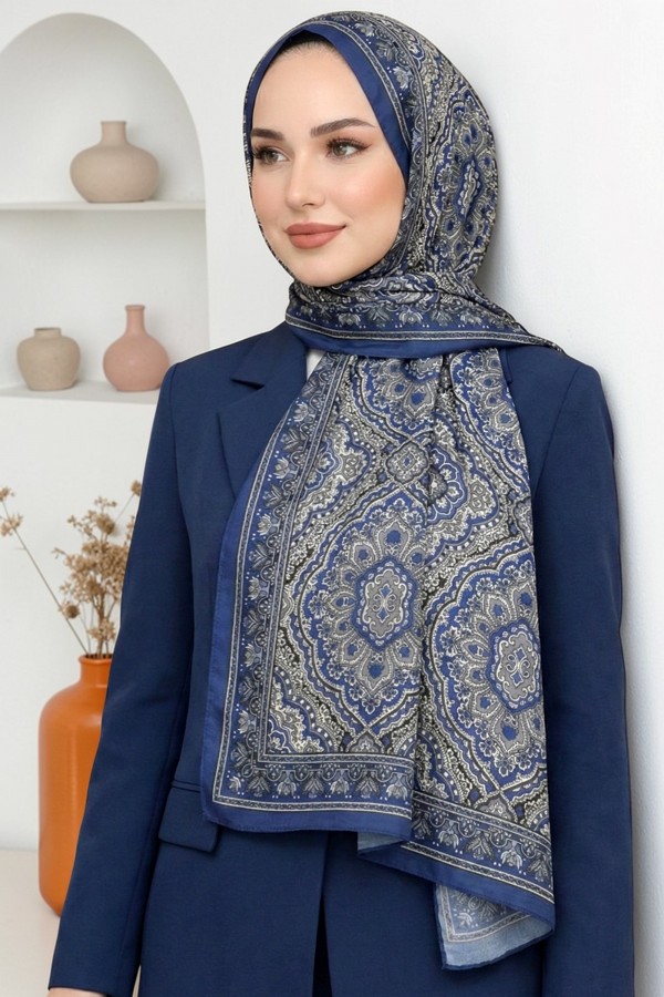 Ebruli Organik Pamuk Soft Şal 6046-14