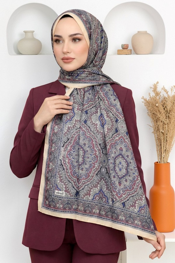 Ebruli Organik Pamuk Soft Şal 6046-5