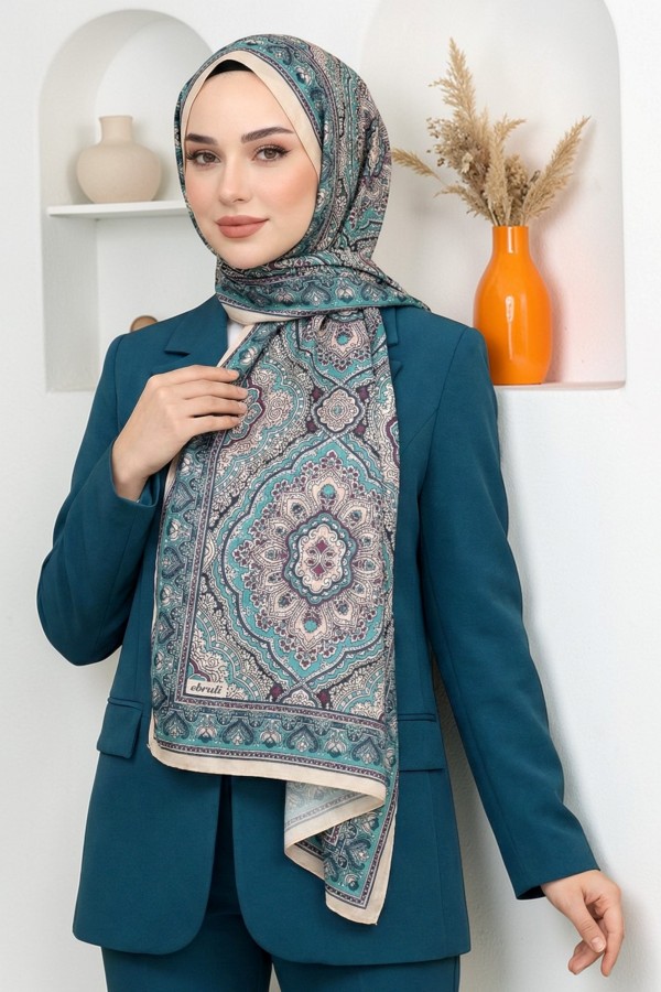 Ebruli Organik Pamuk Soft Şal 6046-2