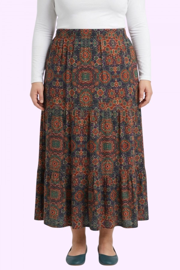 Desenli Penye Etek 2034-4