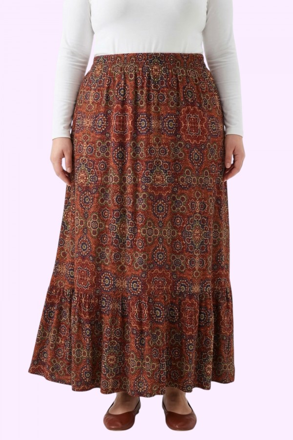 Desenli Penye Etek 2034-5