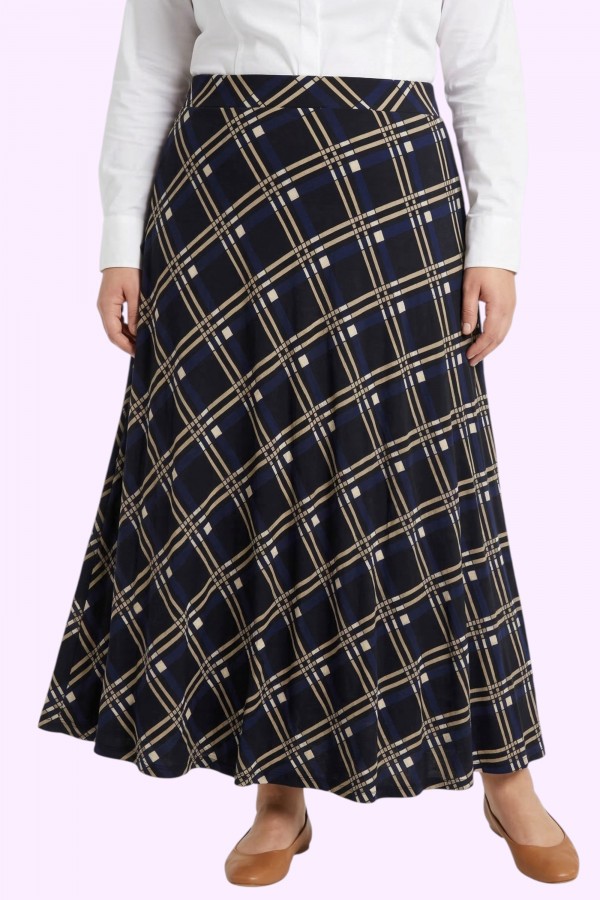 Desenli Penye Etek 2038-3