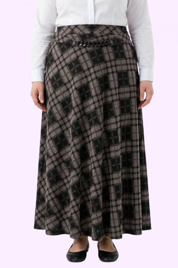 Desenli Penye Etek 2040-3