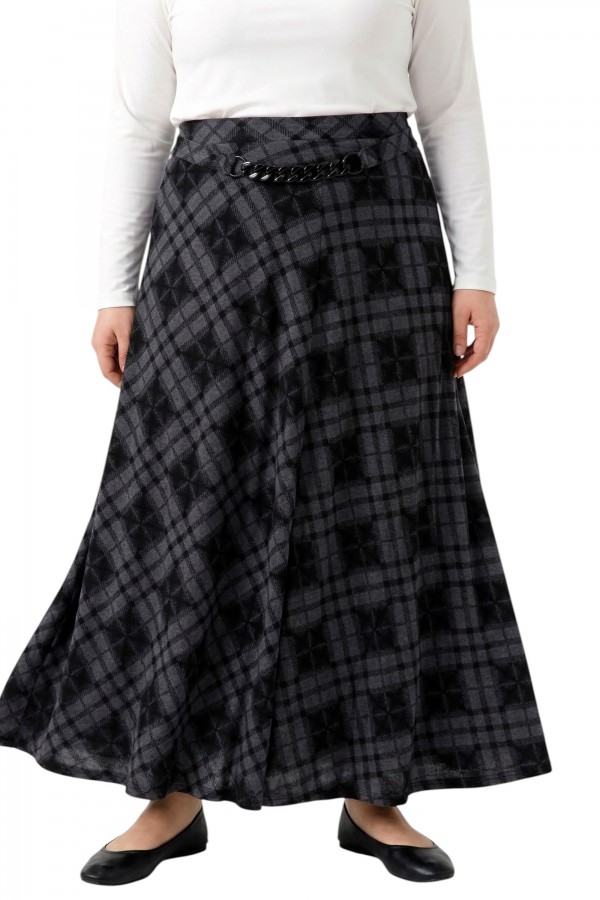 Desenli Penye Etek 2040-1