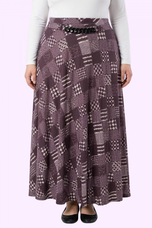 Desenli Penye Etek 2041-2