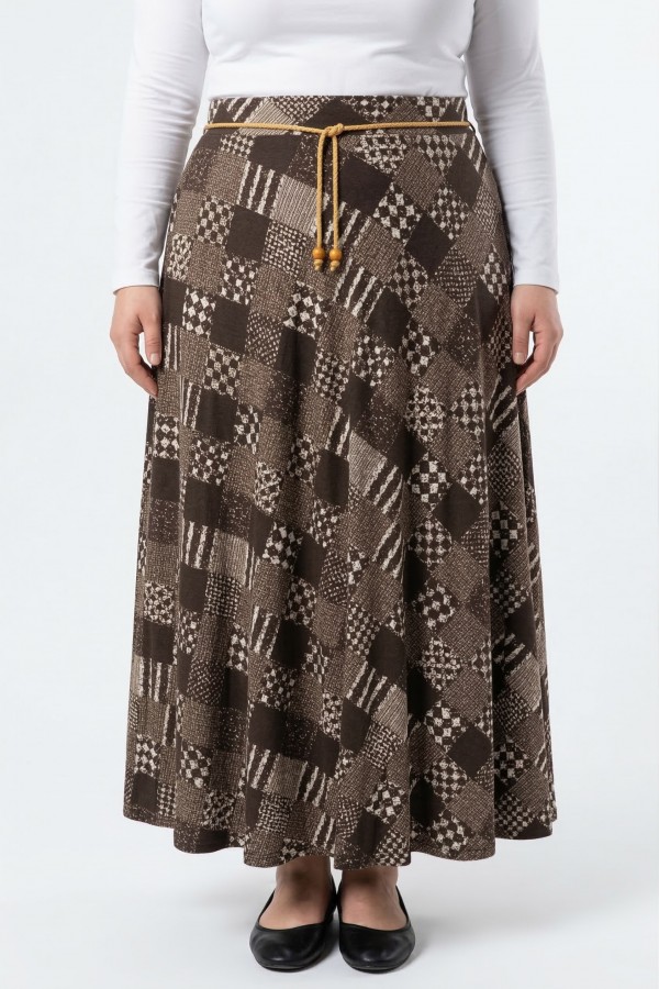 Desenli Penye Etek 2042-1