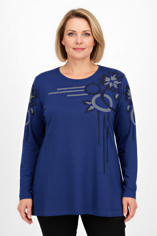 Edalı 211 Taşlı Penye Bluz  5010-4