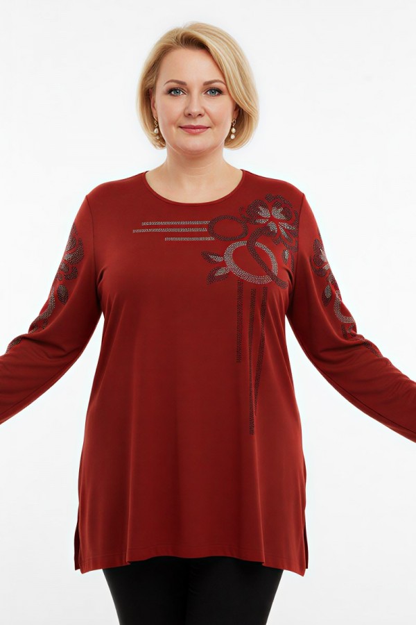 Edalı 211 Taşlı Penye Bluz  5010-2
