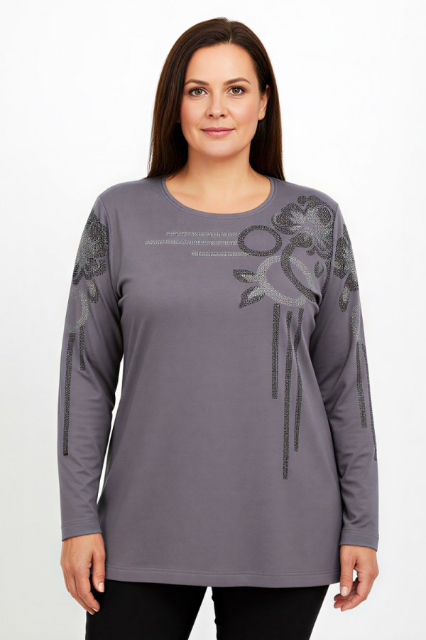 Edalı 211 Taşlı Penye Bluz  5010-6