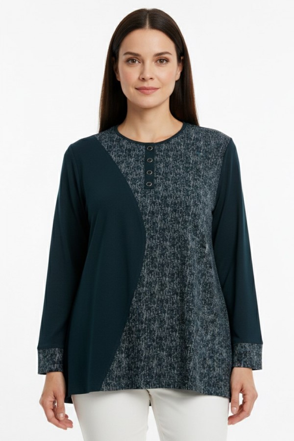 Edalı 205 Düğmeli Penye Bluz  5005-2