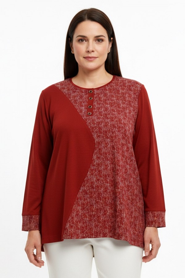 Edalı 205 Düğmeli Penye Bluz  5005-1