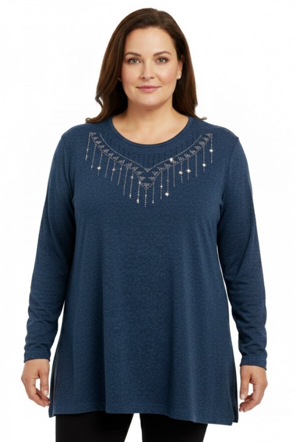 ÖZDEN  Taşlı Penye Bluz  5019-2