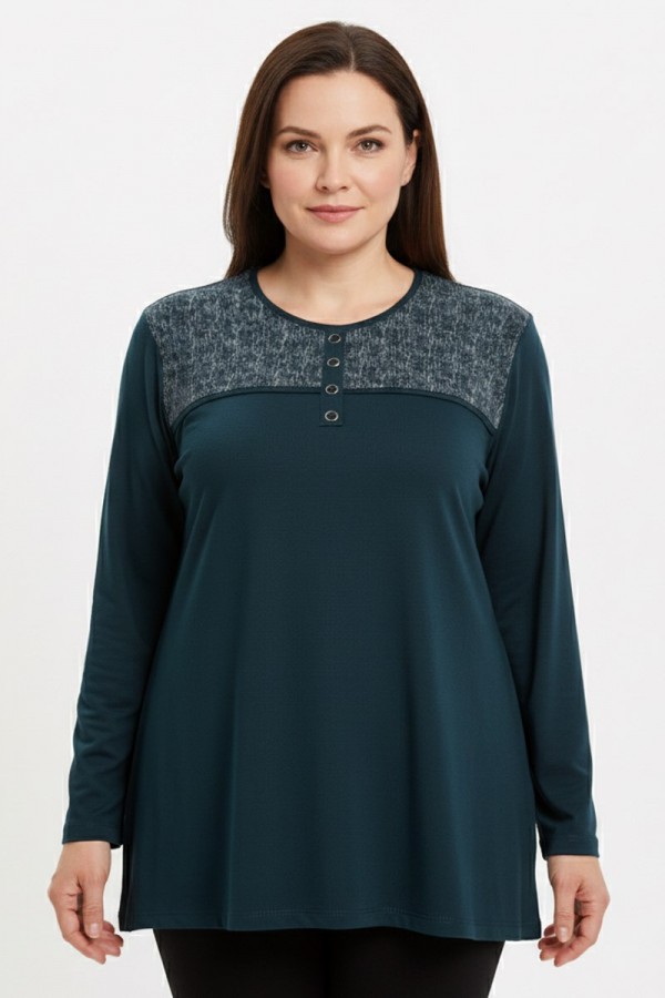 Edalı 201 Düğmeli Penye Bluz  5002-3