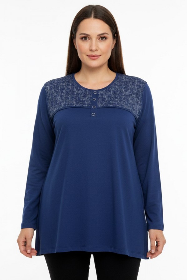 Edalı 201 Düğmeli Penye Bluz  5002-2