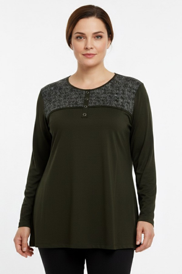 Edalı 201 Düğmeli Penye Bluz  5002-1