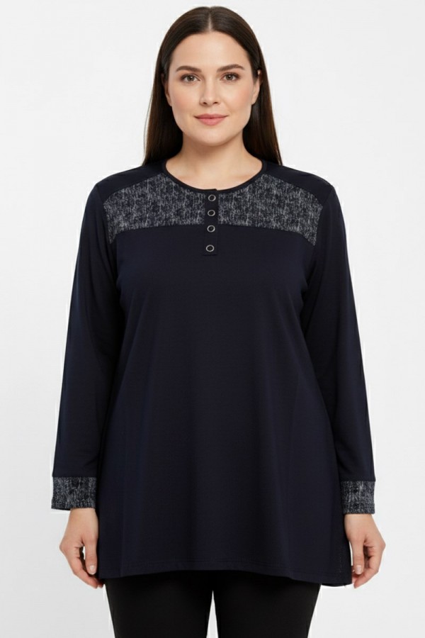 Edalı 204 Düğmeli Penye Bluz  5004-5