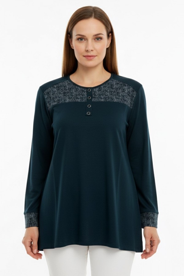 Edalı 204 Düğmeli Penye Bluz  5004-4