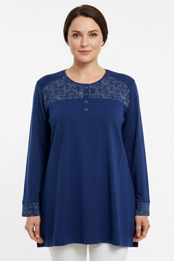 Edalı 204 Düğmeli Penye Bluz  5004-3