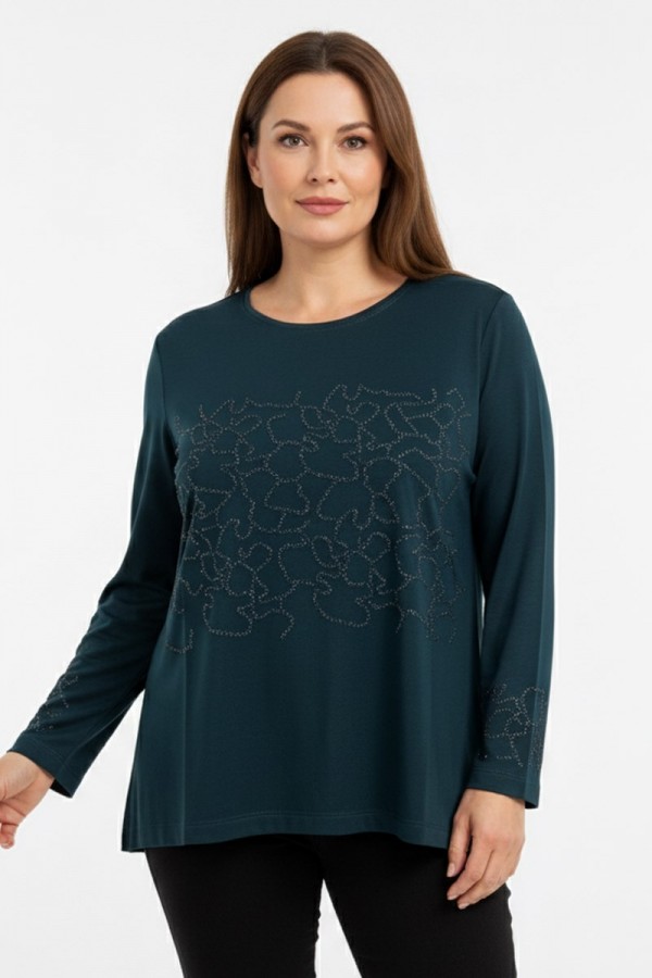 Edalı 209 Taşlı Penye Bluz  5006-3