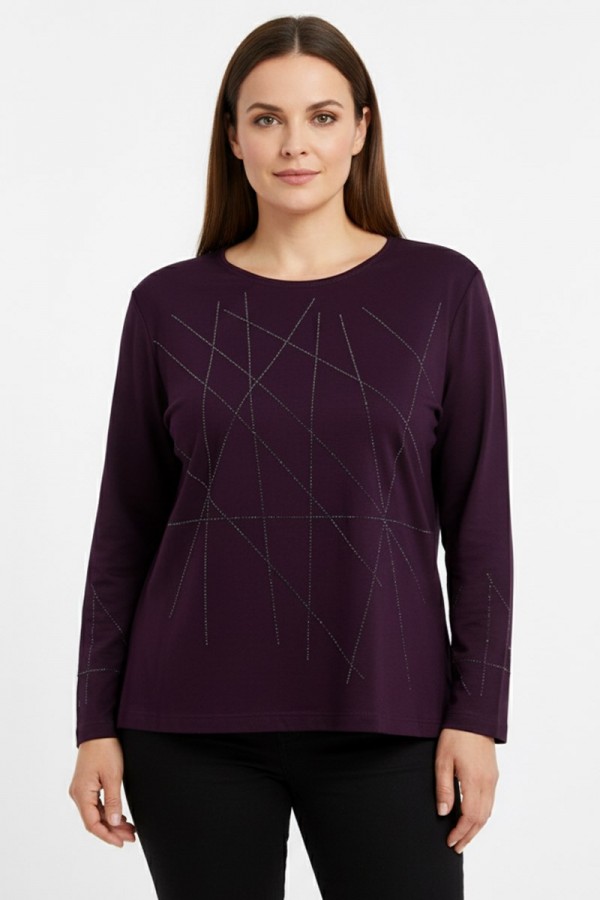 Edalı 208 Taşlı Penye Bluz  5007-4