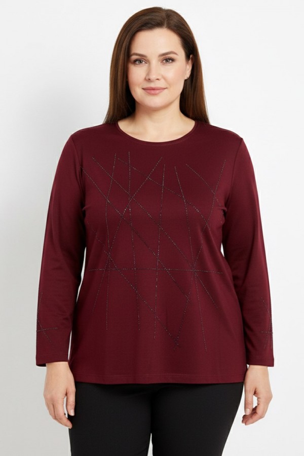 Edalı 208 Taşlı Penye Bluz  5007-2