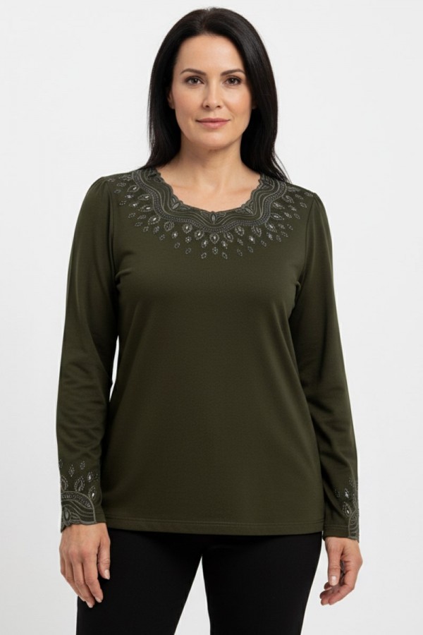 Edalı 359 Taşlı Penye Bluz  5008-1