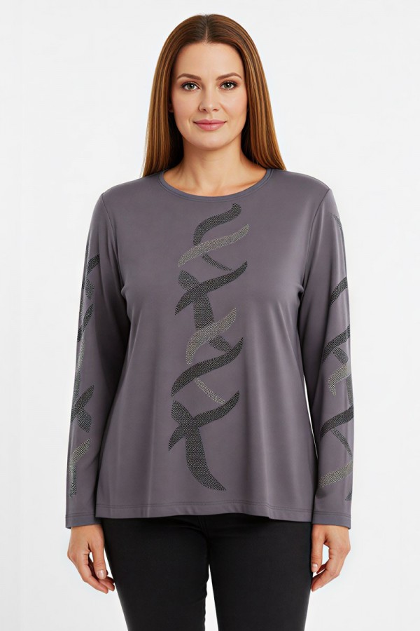 Edalı 137 Taşlı Penye Bluz  5009-1