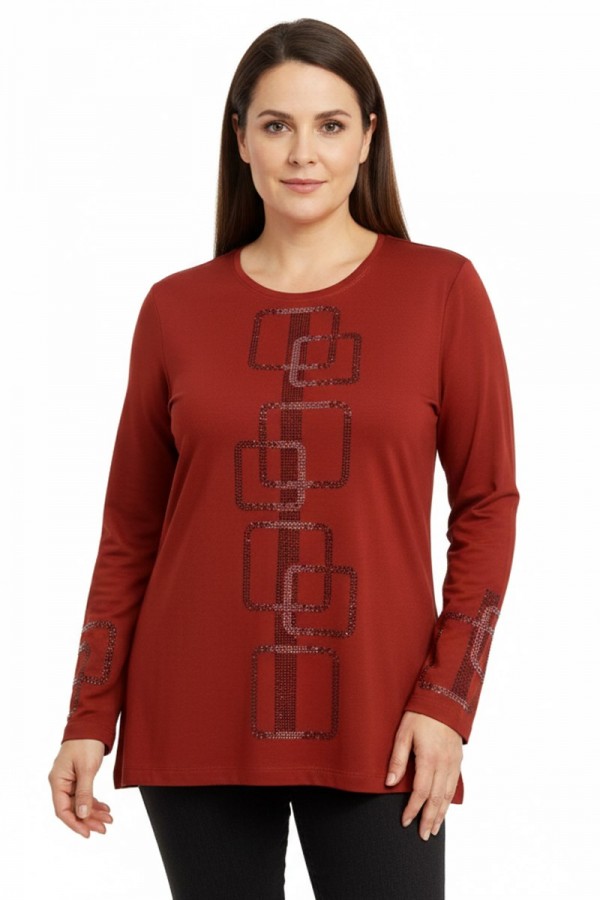 Edalı 151 Taşlı Penye Bluz  5014-5