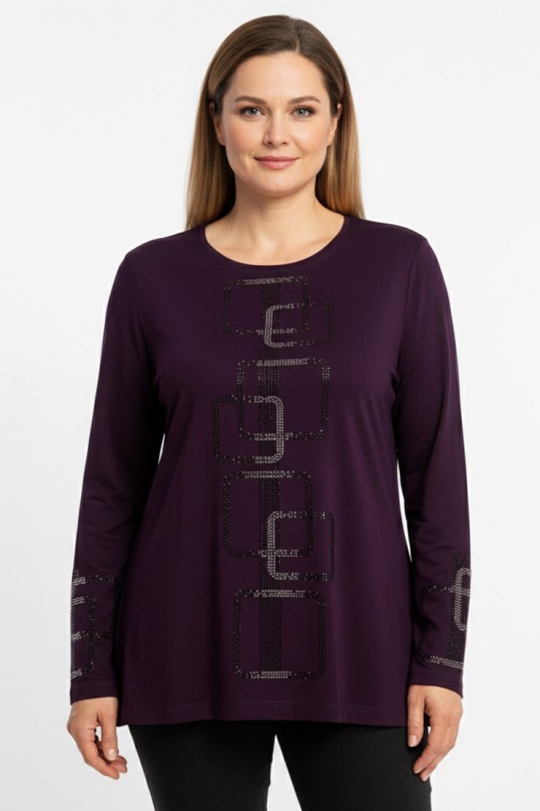 Edalı 151 Taşlı Penye Bluz  5014-3