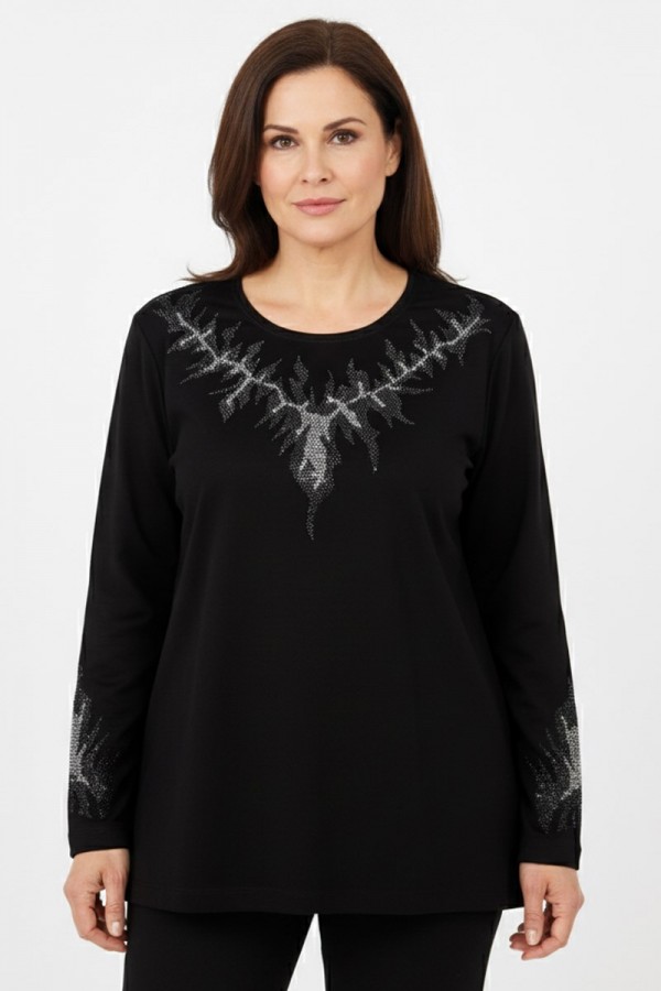 Edalı 101 Taşlı Penye Bluz  5015-1