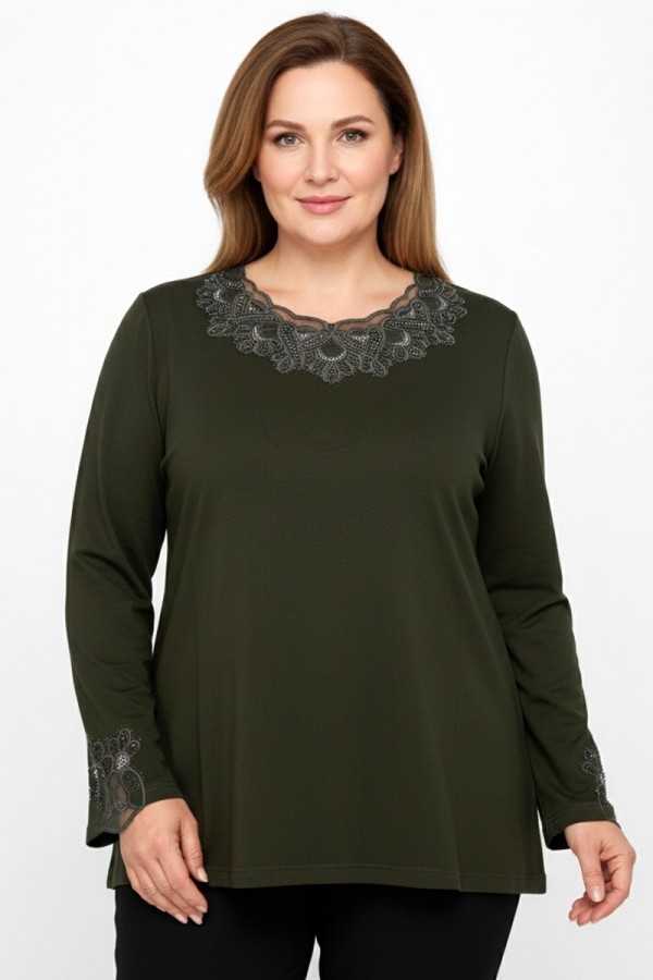 Edalı 357 Taşlı Penye Bluz  5018-1