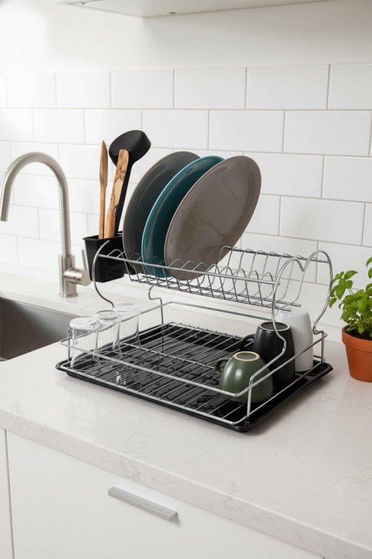 Perilla İki Katlı Tabaklık Krom Kaplama Krom