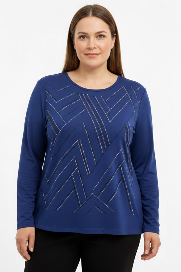 Edalı 117 Taşlı Penye Bluz  5011-2