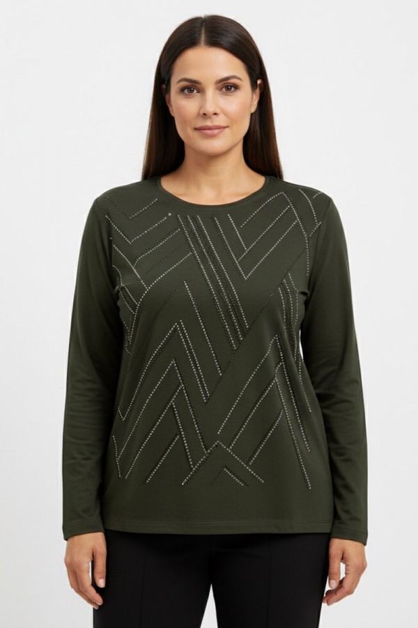 Edalı 117 Taşlı Penye Bluz  5011-1