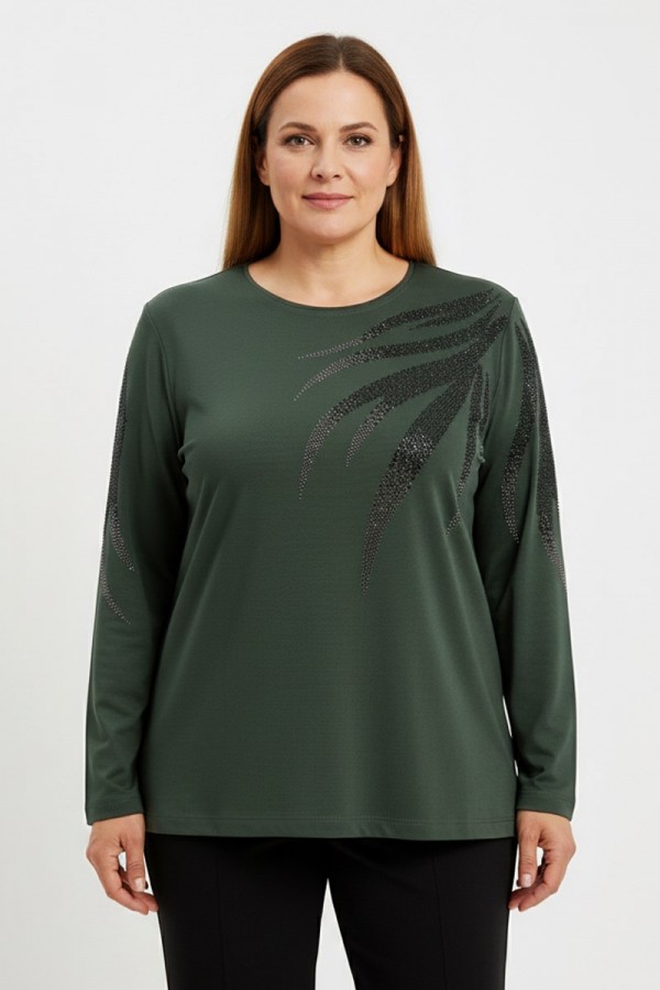 Edalı 155 Taşlı Penye Bluz  5012-4