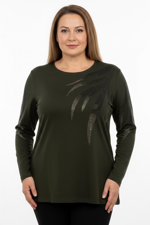 Edalı 155 Taşlı Penye Bluz  5012-1