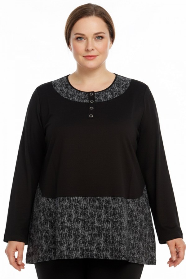 Edalı 203 Düğmeli Penye Bluz  5013-1