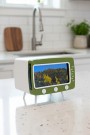 Retro TV Görünümlü Telefon Tutucu ve Peçetelik Yeşil