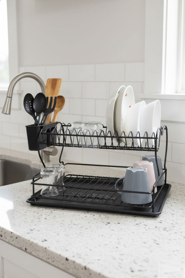 Perilla İki Katlı Tabaklık Krom Kaplama Siyah