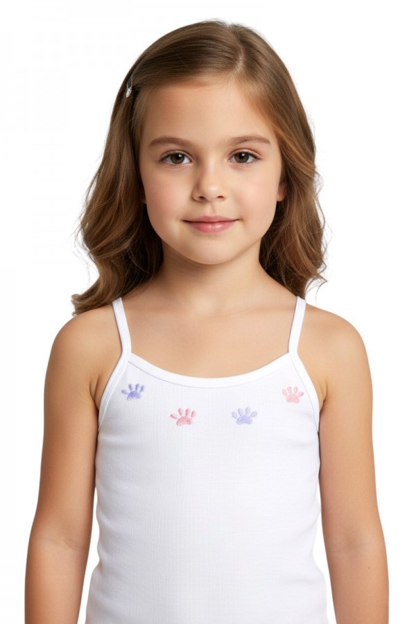 Tutku 0165 Kız Çocuk İp Askılı İşlemeli Atlet 8802-1