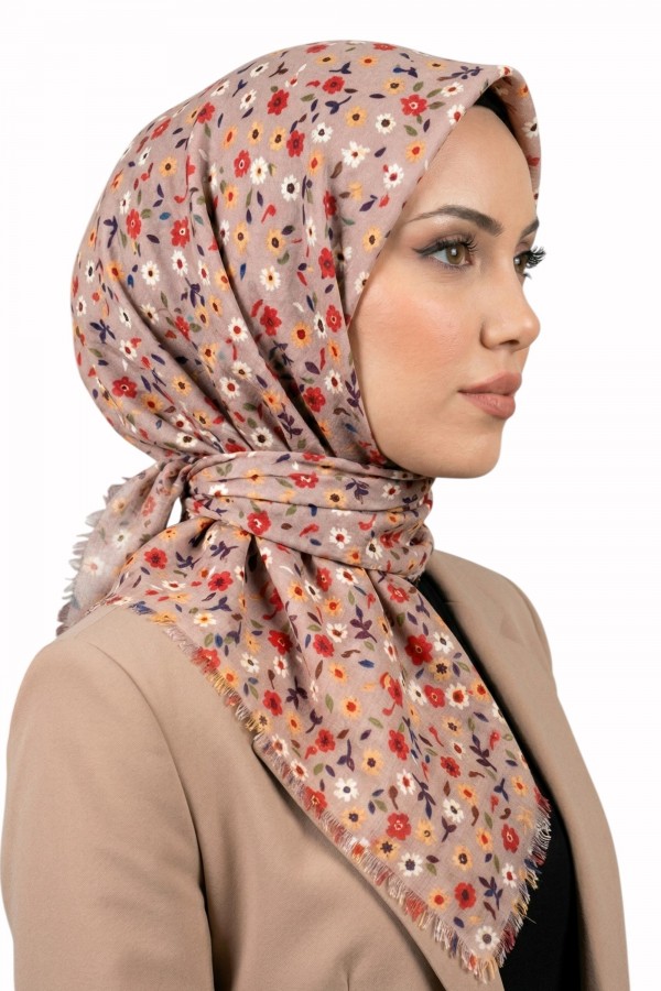 Desenli Flamlı Eşarp  6502-13