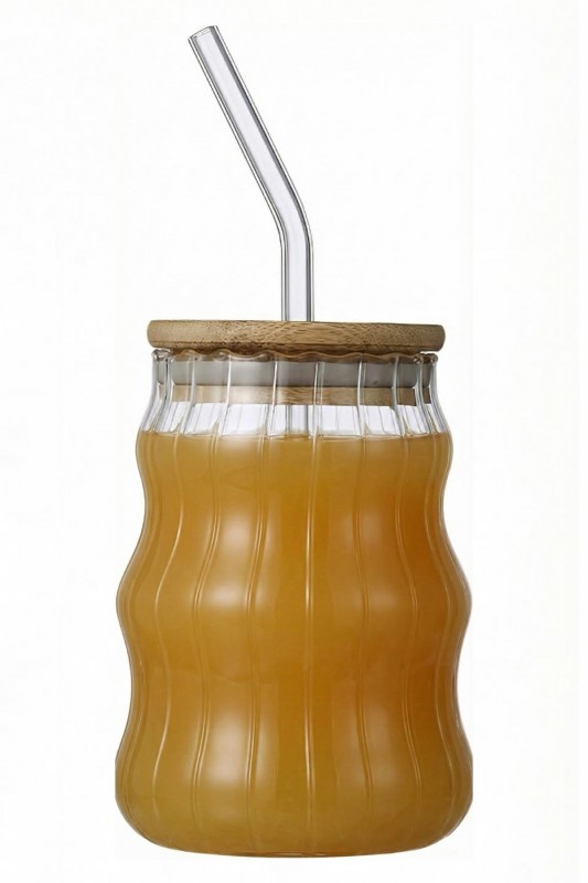 Carino Floransa Bambu Kapaklı Pipetli Bardak