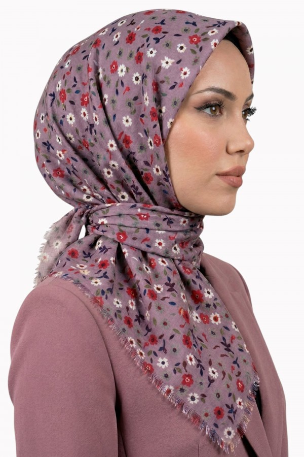 Desenli Flamlı Eşarp 6502-2