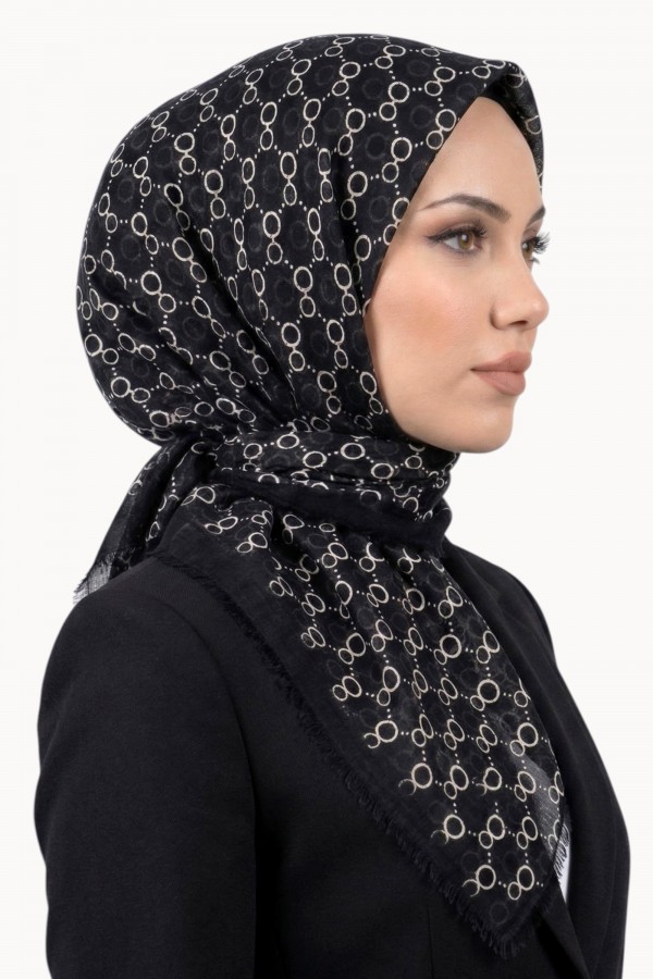 Desenli Flamlı Eşarp  6503-2